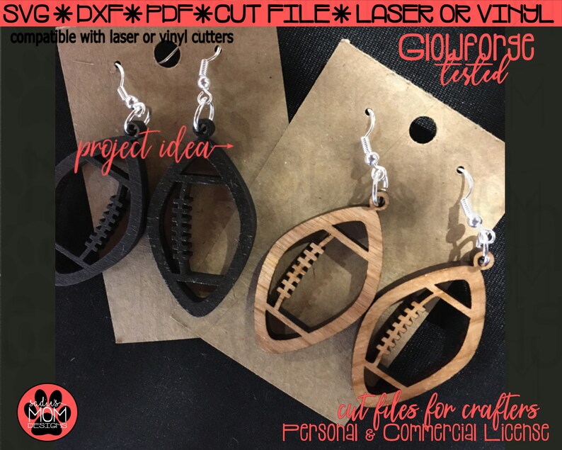 Football Earrings SVG | Glowforge Template, Sport Jewelry (Digital File) image 2