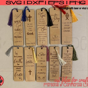 Instant Download | Christian Bookmark Bundle | Ten Faith Based SVG Designs | Laser or Vinyl Cut Files | Bookmark Template | Digital Files