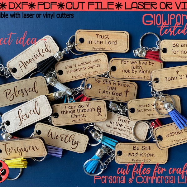 Instant Download | 16 Faith Based Keychain Designs | SVG Bundle | Scripture Bundle | Glowforge Tested | Laser or Vinyl | Digital Files