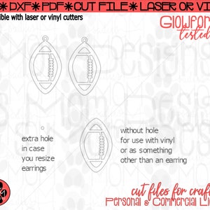 Football Earrings SVG | Glowforge Template, Sport Jewelry (Digital File) image 3