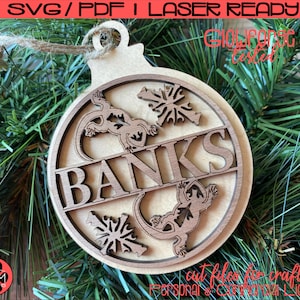 Instant Download | Bearded Dragon Ornament SVG | Name Sign SVG | Personalized Layered Design | Glowforge Tested | Laser Ready | Digital File