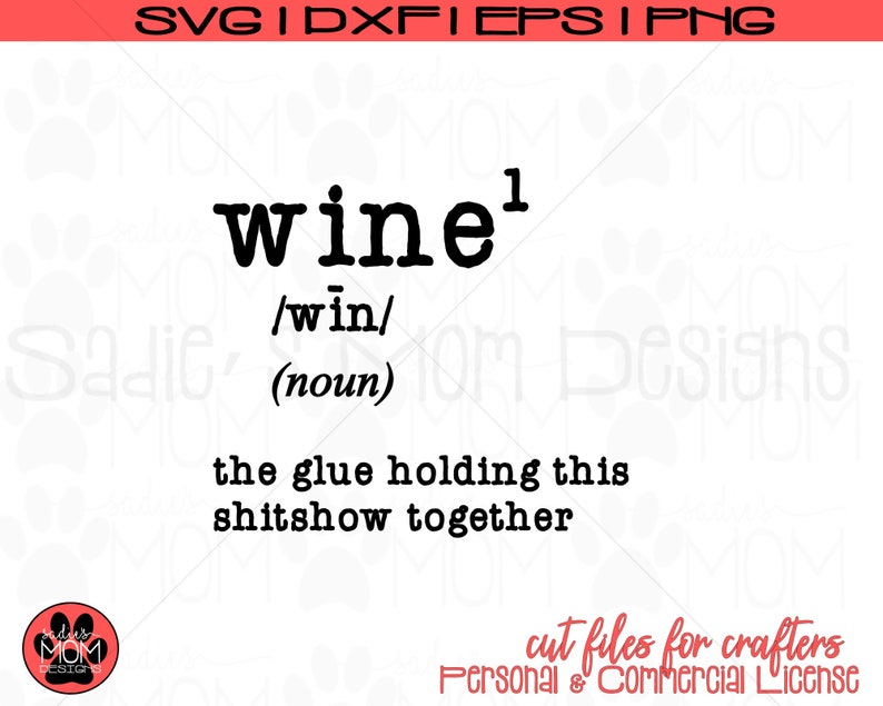 Instant Download Wine Definition SVG Funny Wine Saying Etsy
