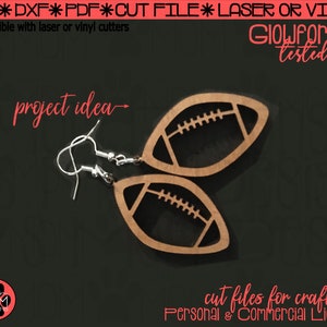 Football Earrings SVG | Glowforge Template, Sport Jewelry (Digital File) image 1
