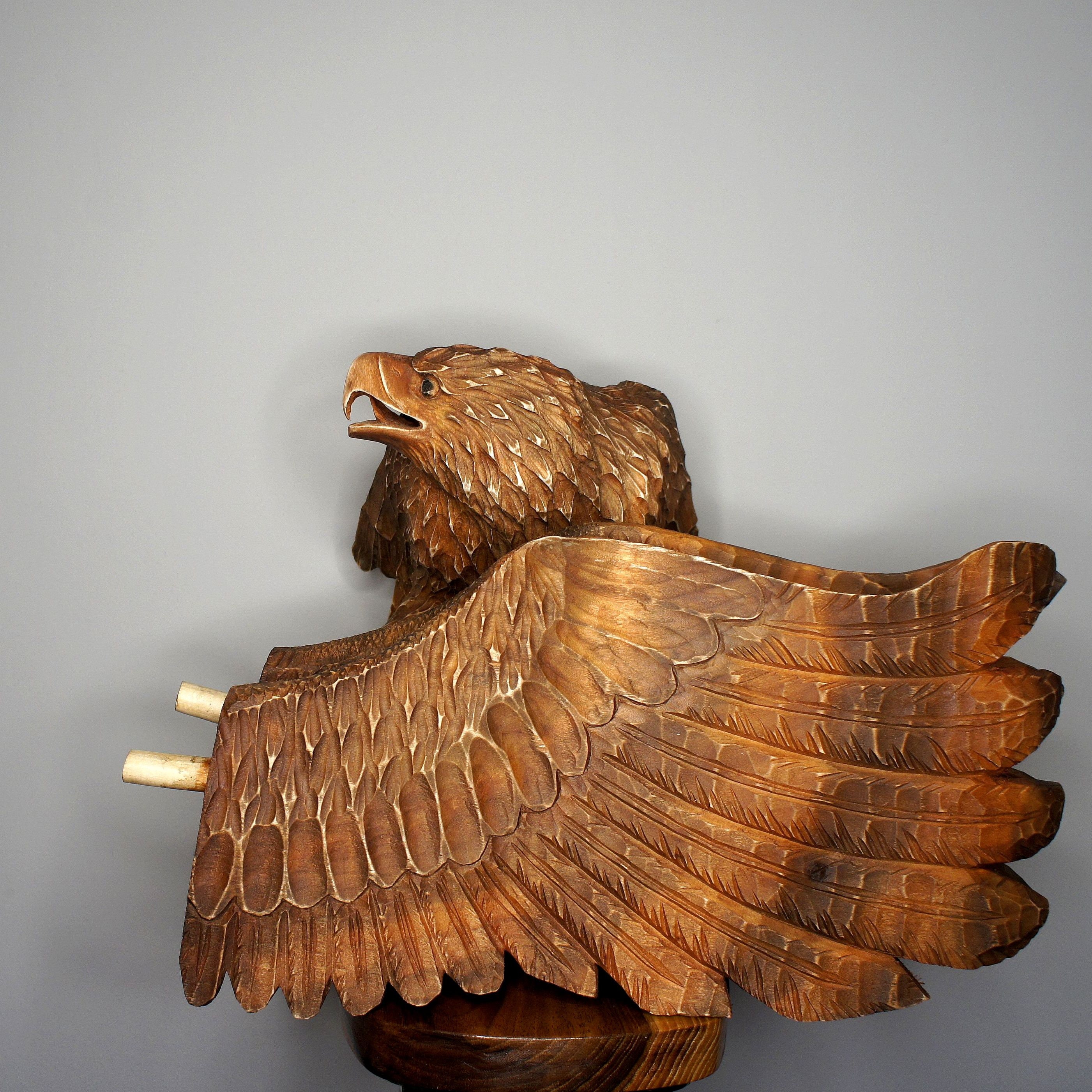 The wooden statue Two eagles 64cm/25 tall Etsy