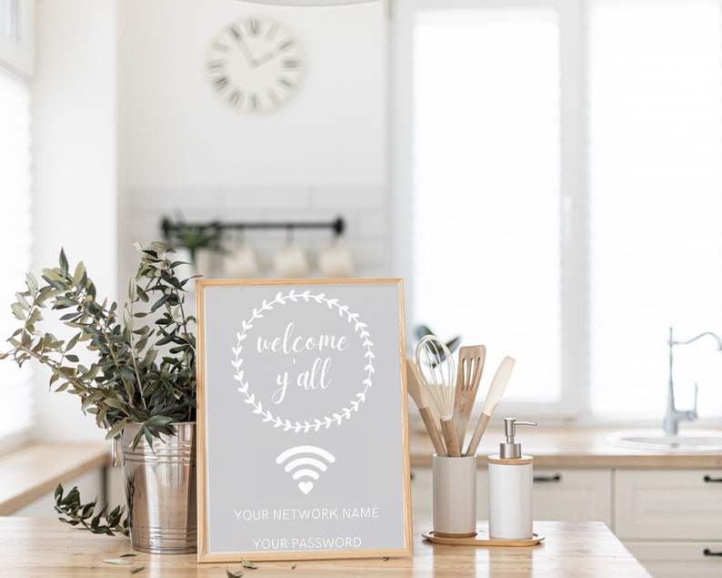 Wifi Password Sign, Wifi Sign, Wifi Printable Sign, Canva Template for ...