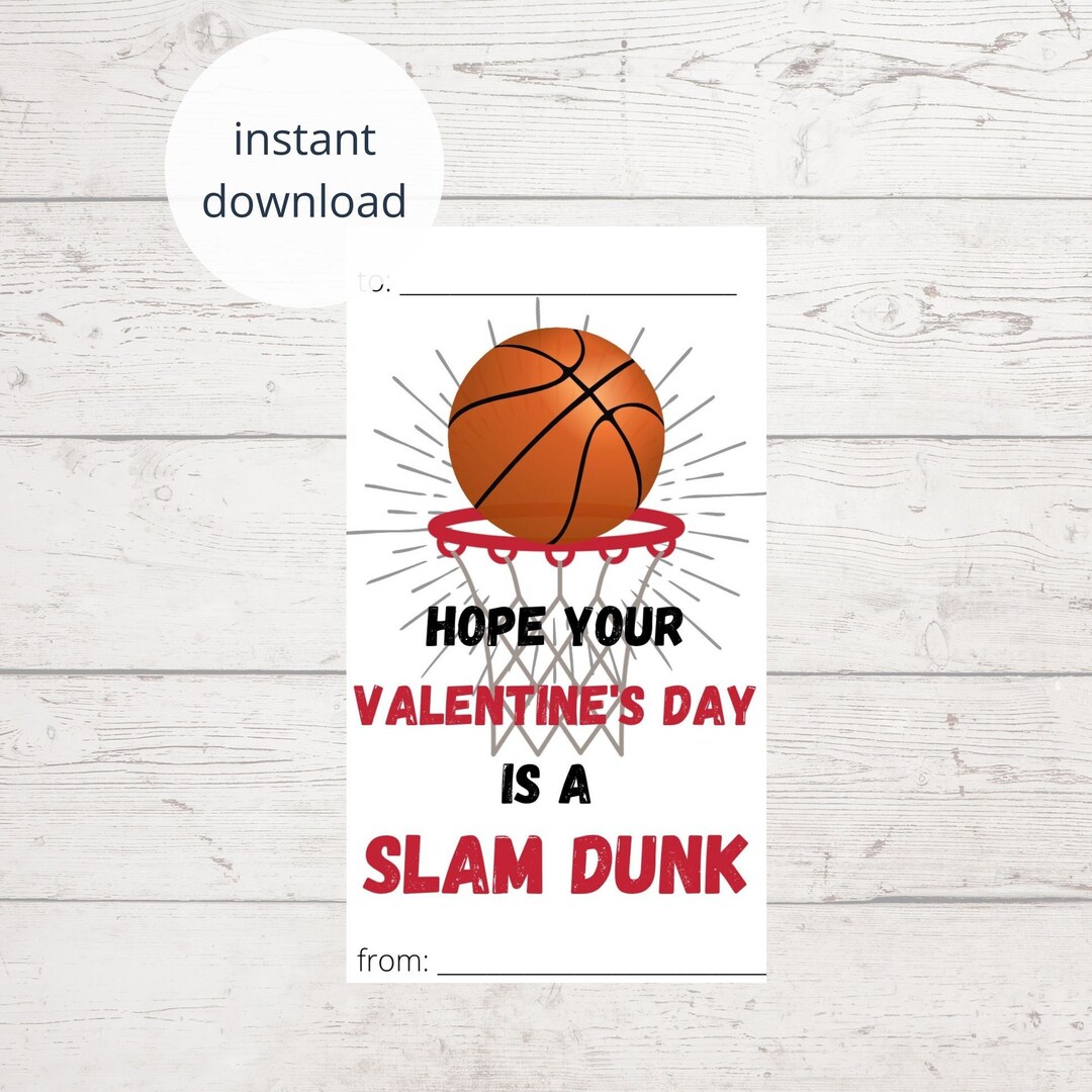 Basketball Valentines, Printable Valentines for Boys, Classroom ...