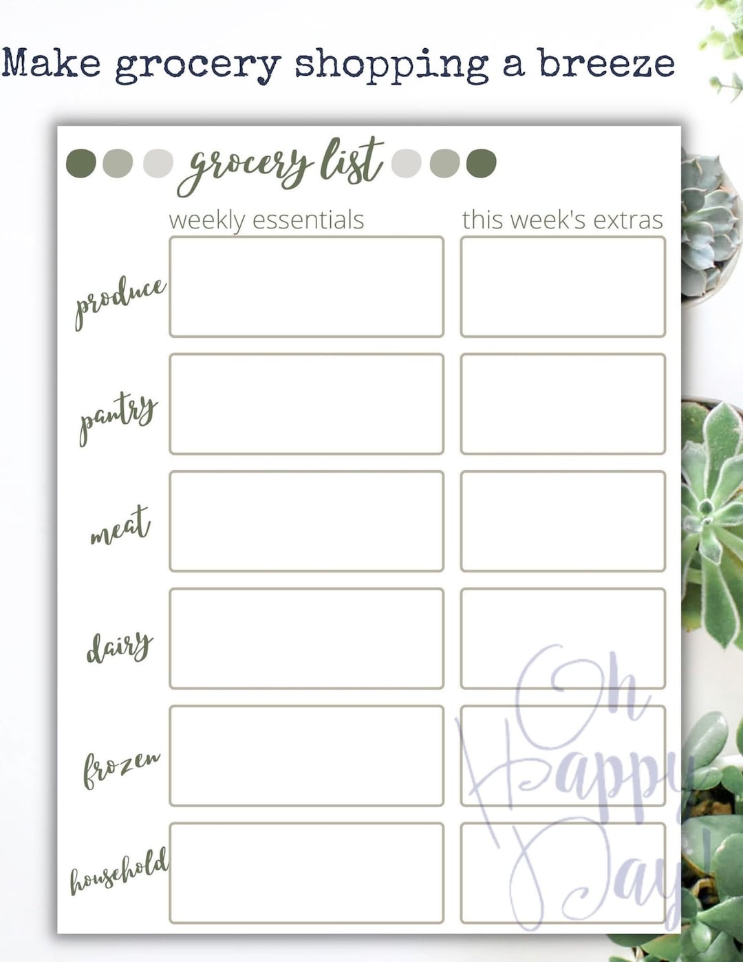 Grocery List Printable With Categories Grocery Shopping List - Etsy