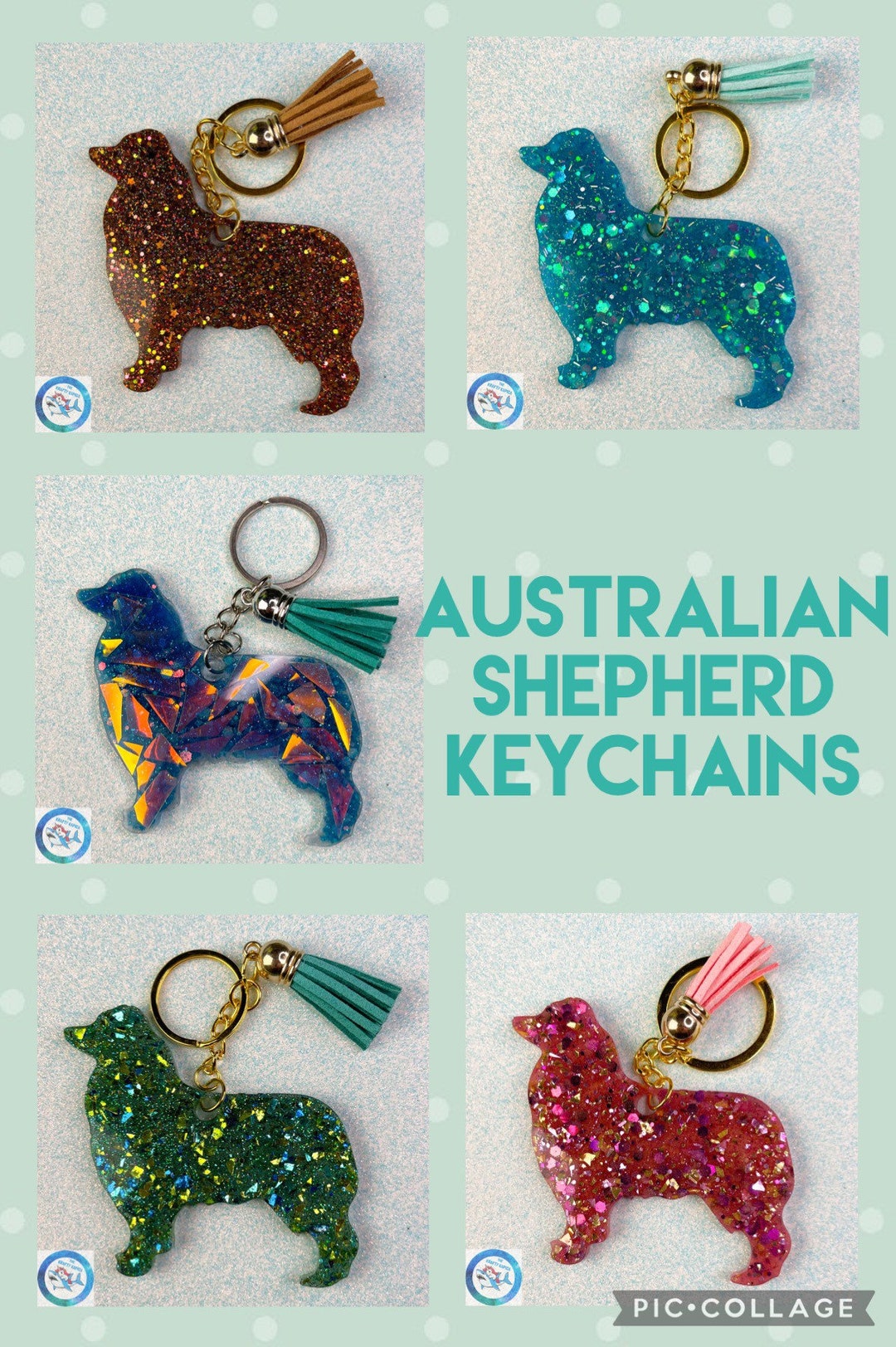 Resin Australian Shepherd Keychain Etsy
