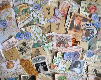 Vintage Ephemera Pack, 25+ Stck ,Journaltasche, Junk Journal Bastelkit, Journaling Scrapbooking Geschenk