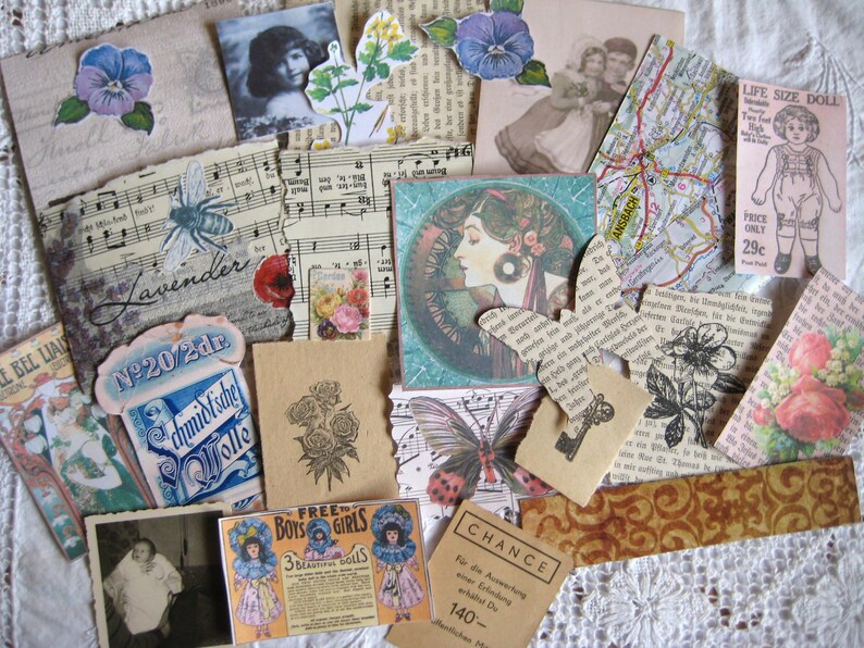 Vintage Ephemera Pack, 25 Stck ,Journaltasche, Junk Journal Bastelkit, Journaling Scrapbooking Geschenk Bild 6