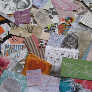 Schnipseltüte, Restepack, Papierschnipsel, alt und neu, 100 Stck. Junk Journal, Scrapbooking, Collage
