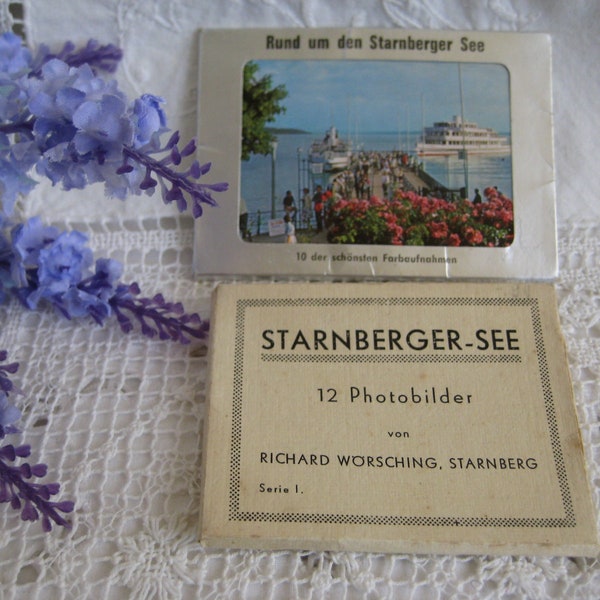 Starnberger See, Vintage Souvenir Fotosammlung, Kleinbildserie, Fotomäppchen, Ansichtskarten, scrapbooking