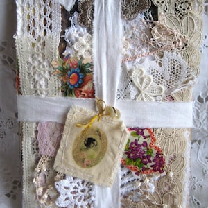 Vintage Mixed Media Junk Journal Bastelkit Journaling Scrapbooking Noten Spitze Stoff Applikationen
