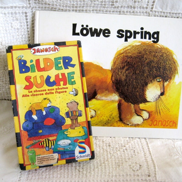 Vintage, Janosch, Spiel und Buch, "Löwe spring durch den Ring