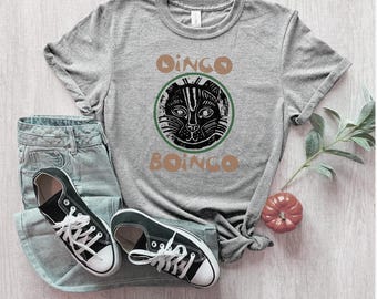 Camiseta unisex de algodón grueso de la banda Oingo Boingo de la nueva ola de los años 80