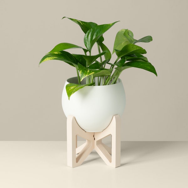 Plant Stand & Pot - Modern Plant Stand, Plant Holder, Indoor Wood Plant Stand, Modern Home Decor, Small Tabletop Plant Stand