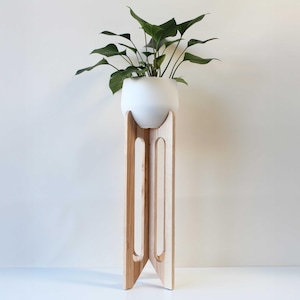 Tall Modern Plant Stand, Arches Plant Stand + Pot, Wood Plant Stand, Plant Stand and Pot, Modern Home Decor