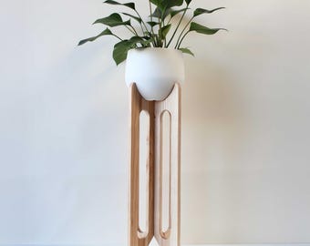 Tall Modern Plant Stand, Arches Plant Stand + Pot, Wood Plant Stand, Plant Stand and Pot, Modern Home Decor
