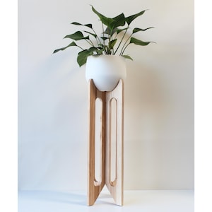 Tall Modern Plant Stand, Arches Plant Stand + Pot, Wood Plant Stand, Plant Stand and Pot, Modern Home Decor