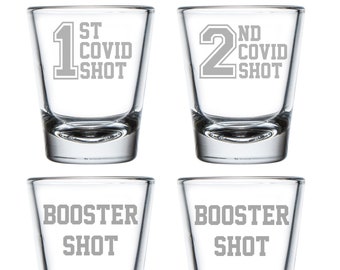 Quarantine 1st Shot 2nd Shot Booster Shot Glass Set Of 4 Funny