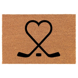 Hockey Sticks Heart Love Coir Doormat Door Mat Housewarming Gift Newlywed Gift Wedding Gift New Home
