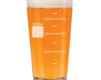 16 oz Beer Pint Glass Beaker Style Measuring Cup 500 Milliliter mL Chemistry Gift, Science Gift, Teacher Gift, Geek Gift, Gift For Nerd