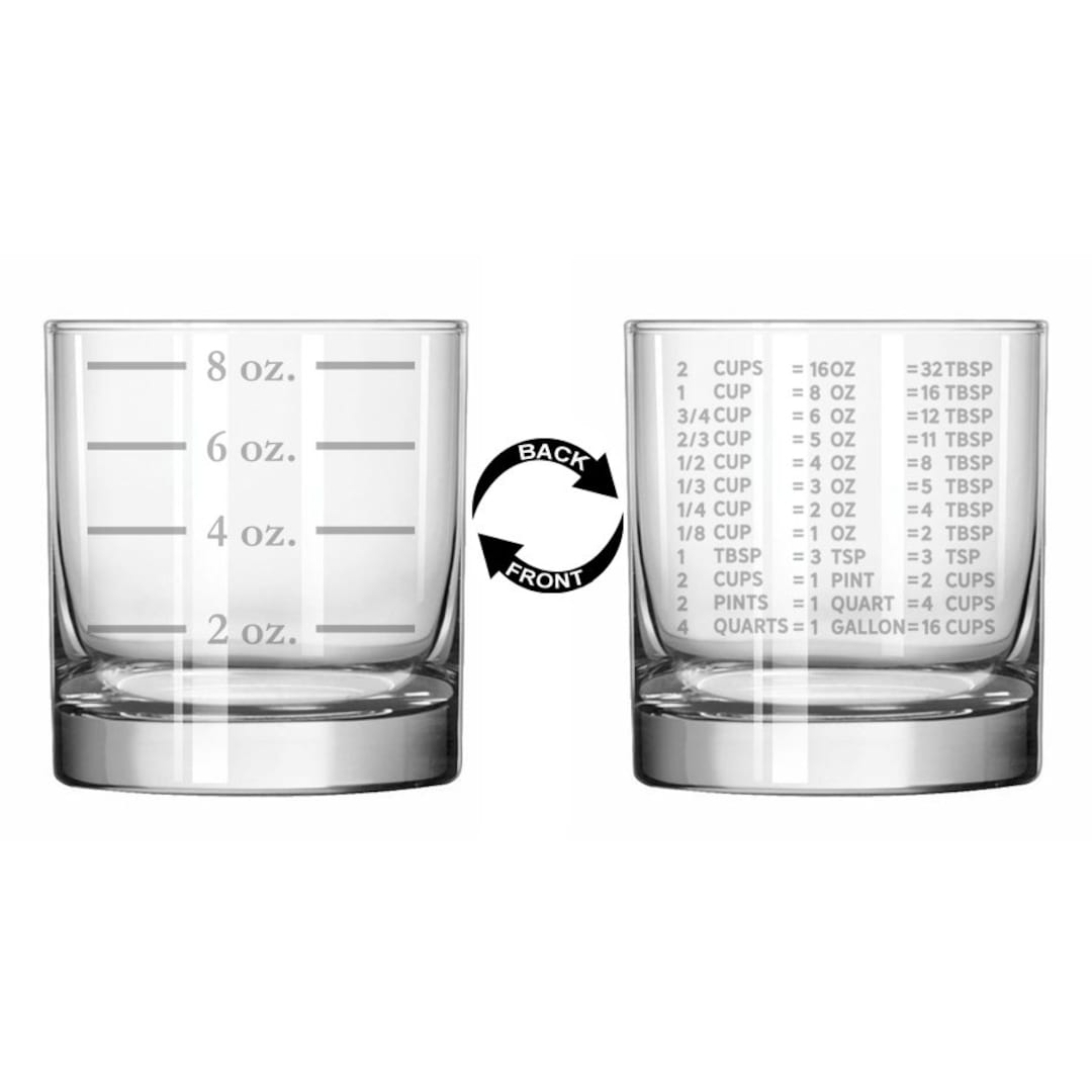 Rocks Whiskey Drinking Glass 2 Sided Measuring Cup Liquid Volumes ...