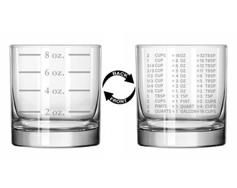 Rocks Whiskey Drinking Glass 2 Sided Measuring Cup Liquid Volumes Ounces  Kitchen Conversion Chart Kitchen Measurement Chart - Etsy