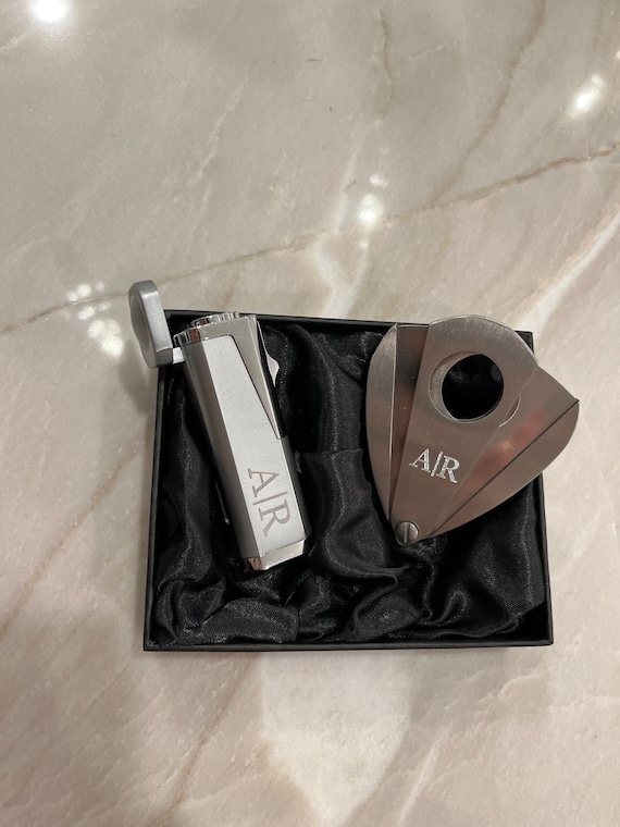 Custom Engraved Torch Lighter Personalized Cigar Cutter Gift For Him, Gift For Men, Gift For Dad, Groomsman Gift, Father's Day Gift