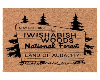 Forêt nationale de Wishabish Woods Land Of Audacity Paillasson drôle en fibre de coco, paillasson, cadeau de pendaison de crémaillère, cadeau de jeunes mariés, cadeau de mariage, nouvelle maison