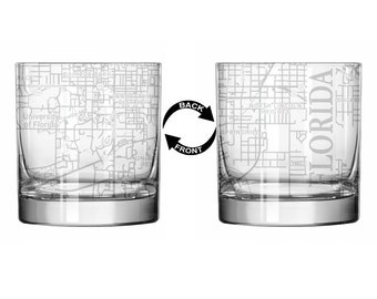 Wrap Around Map Gainesville Florida College School Student Graduate Gift Whiskey, gift for men, gift for women, graduation gifts Grad