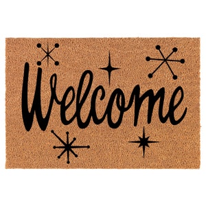 Welcome Starbust Mid Century Modern Art Deco Retro Coir Doormat Door Mat Housewarming Gift Newlywed Gift Wedding Gift New Home