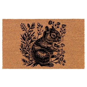 Floral Squirrel Coir Doormat Door Mat Entry Mat Housewarming Gift Wedding Gift New Home