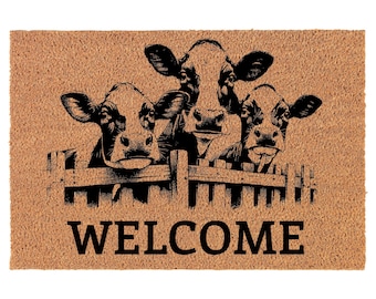 Welcome Holstein Cows Coir Doormat Door Mat Housewarming Gift Newlywed Gift Wedding Gift New Home