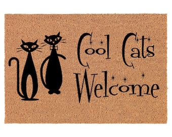 Atomic Cat Cool Cats Welcome Mid Century Modern Coir Doormat Door Mat Housewarming Gift Newlywed Gift Wedding Gift New Home