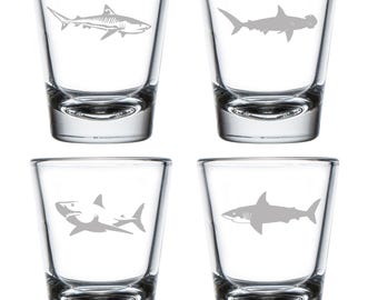 Ensemble de 4 verres à liqueur Sharks Collection