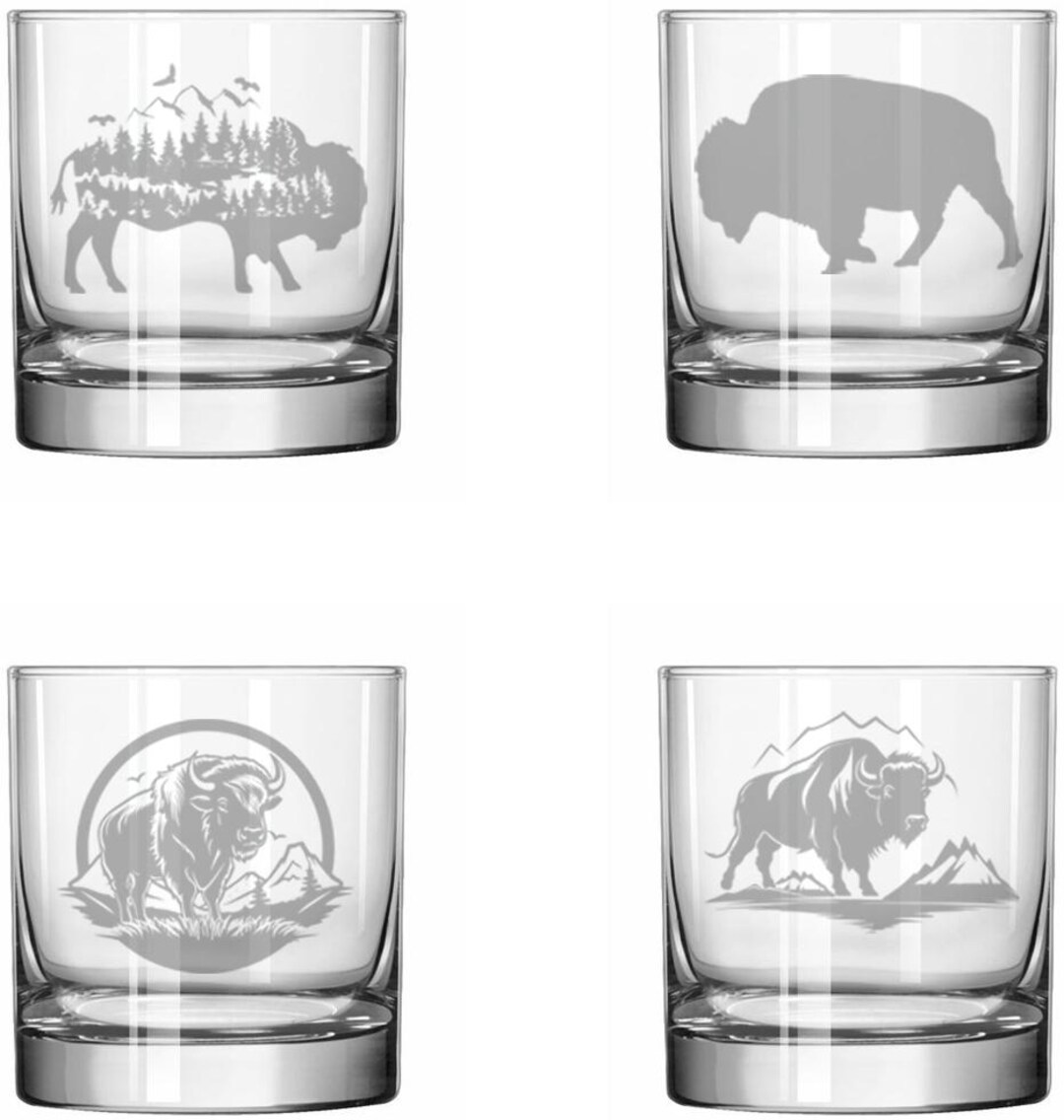 Buffalo Bison Collection Set of 4 Rocks Whiskey Glasses Gift Set - Etsy