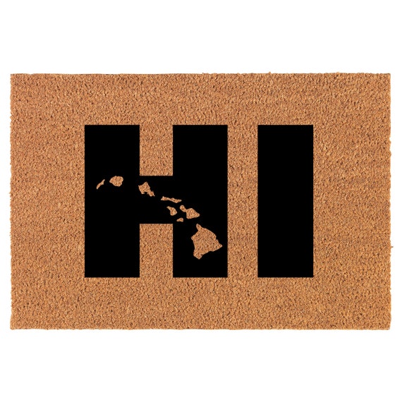 HI Hawaiian Islands Hawaii Coir Doormat Door Mat Entry Mat Housewarming Gift Newlywed Gift Wedding Gift New Home