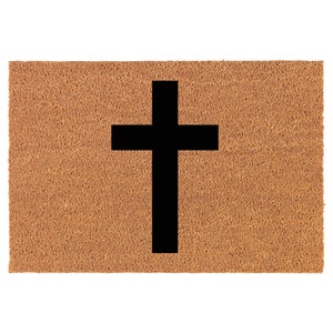 Cross Christian Coir Doormat Door Mat Housewarming Gift Newlywed Gift Wedding Gift New Home