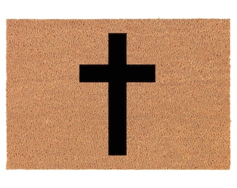 Cross Christian Coir Doormat Door Mat Housewarming Gift Newlywed Gift Wedding Gift New Home
