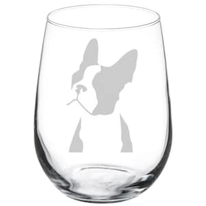 Boston Terrier Face Wine Glass Stemless Or Stemmed