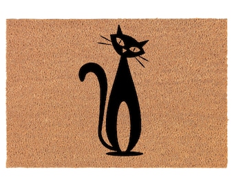 Atomic Cat Mid Century Modern Cat Coir Doormat Door Mat Entry Mat Housewarming Gift Newlywed Gift Wedding Gift New Home