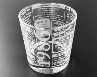 Birthday Whiskey Glass Full Wrap Rocks Glass 30th Birthday Gift, 40th Birthday Gift, 50th Birthday Gift, 60th Birthday Gift