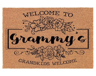 Grammy's Floral Grandma Grandmother Gift Coir Doormat Door Mat Housewarming Gift Newlywed Gift Wedding Gift New Home