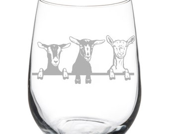 Goats Wine Glass Stemless Or Stemmed