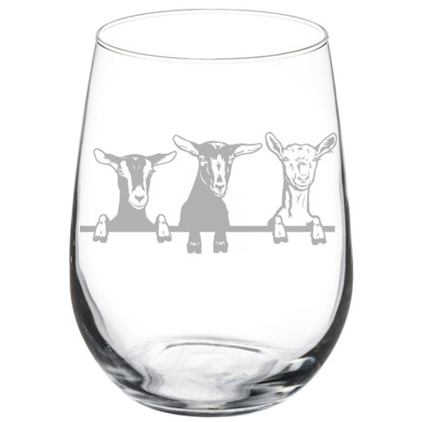 Goats Wine Glass Stemless Or Stemmed