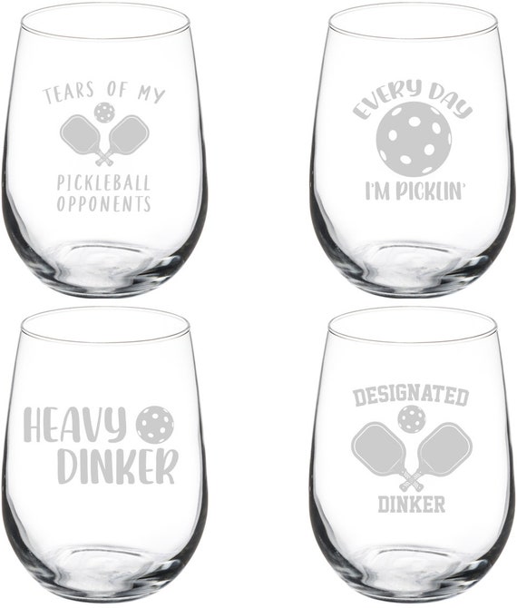 Funny Pickleball Collection Set of 4 Wine Glass Stemless or Stemmed Set of  4 Glasses - Etsy