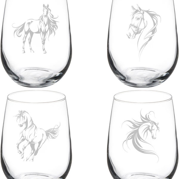 Troop of Horses Stemless Glass Set