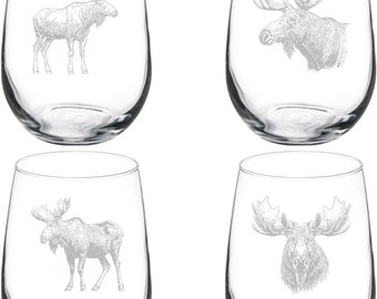 Ensemble de 4 verres à vin sans pied ou avec pied Collection Moose