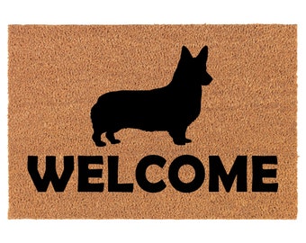 Bienvenue Corgi Coir Doormat Door Mat Entry Mat Housewarming Gift Newlywed Gift Wedding Gift New Home